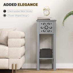 Wyld Haus Elne Set of 2 Grey Floral Cut Out Wooden Side Tables - thumbnail 4