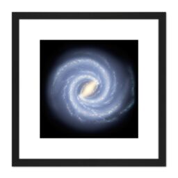 Artery8 Space NASA Milky Way Galaxy Map Stars Illustration 8X8 Inch Square Wooden Framed Wall Art Print Picture with Mount in Black - thumbnail 1