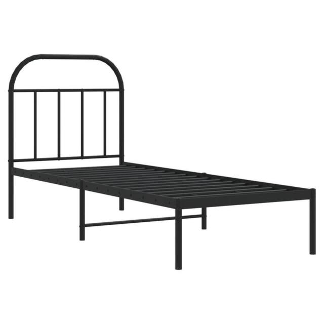 Berkfield Home Metal Bed Frame with Headboard Black 75x190 cm Small Single - image 1