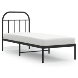 Berkfield Home Metal Bed Frame with Headboard Black 75x190 cm Small Single - thumbnail 3