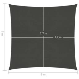 Berkfield Home Sunshade Sail 160 g/m ² Anthracite 3x3 m HDPE in Black - thumbnail 6