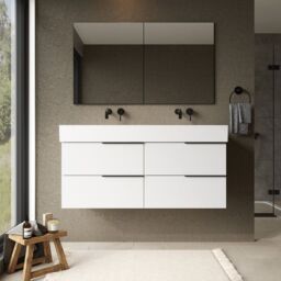 Banyetti Celtic 1200mm Wall Hung Bathroom Vanity Unit with Veneto 0 Tap Hole Basin - Gloss White