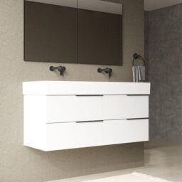 Banyetti Celtic 1200mm Wall Hung Bathroom Vanity Unit with Veneto 0 Tap Hole Basin - Gloss White - thumbnail 3
