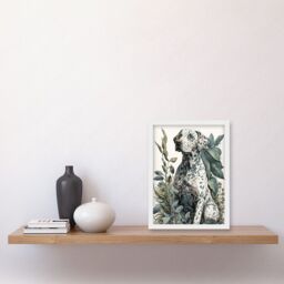 Artery8 Dalmatian Dog in Field Plants Modern Watercolour Illustration Artwork Framed Wall Art Print A4 in White - thumbnail 2