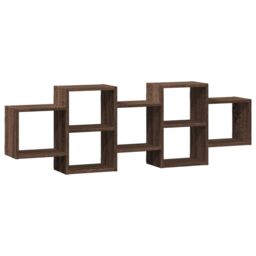 Berkfield Home Wall Shelf Brown Oak 129x18x42 cm Engineered Wood - Size: 129 x 18 x 42 cm - thumbnail 2