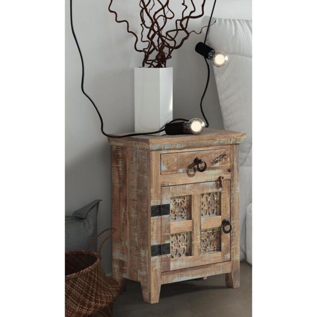 Jaipur Furniture Ltd Aravali Bedside Table Right (ARA-208-L) - Mango Wood - L33 x W51 x H71 cm - Distress Finish in Brown - image 1