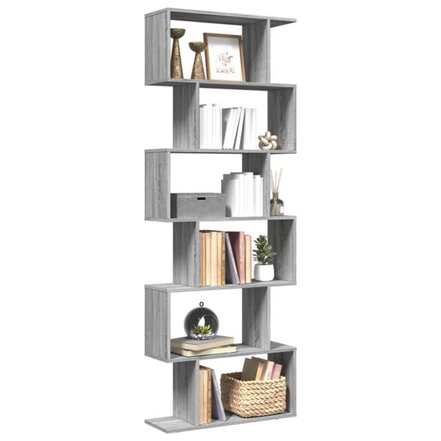 Berkfield Home Room Divider Bookcase 6-Tier Grey Sonoma 70x24x193 cm Engineered Wood - Size: 70 x 24 x 193 cm - image 1