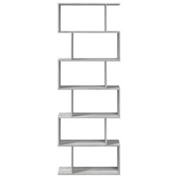 Berkfield Home Room Divider Bookcase 6-Tier Grey Sonoma 70x24x193 cm Engineered Wood - Size: 70 x 24 x 193 cm - thumbnail 5