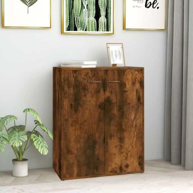Berkfield Home Sideboard Smoked Oak 60x30x75 cm Engineered Wood in Brown - Size: 60 x 30 x 75 cm - image 1