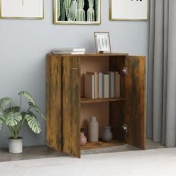 Berkfield Home Sideboard Smoked Oak 60x30x75 cm Engineered Wood in Brown - Size: 60 x 30 x 75 cm - thumbnail 3