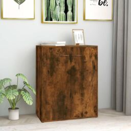 Berkfield Home Sideboard Smoked Oak 60x30x75 cm Engineered Wood in Brown - Size: 60 x 30 x 75 cm - thumbnail 1