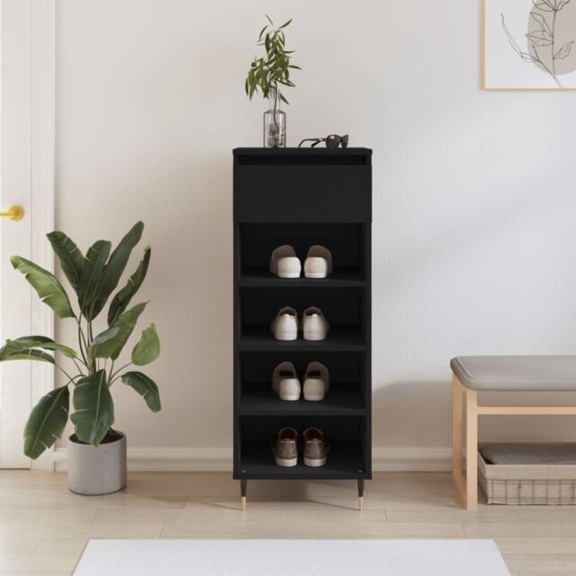 Berkfield Home Shoe Cabinet Black 40x36x105 cm Engineered Wood - Size: 40 x 36 x 105 cm - image 1