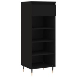 Berkfield Home Shoe Cabinet Black 40x36x105 cm Engineered Wood - Size: 40 x 36 x 105 cm - thumbnail 2