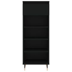Berkfield Home Shoe Cabinet Black 40x36x105 cm Engineered Wood - Size: 40 x 36 x 105 cm - thumbnail 5