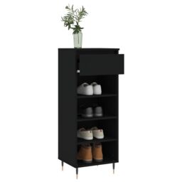 Berkfield Home Shoe Cabinet Black 40x36x105 cm Engineered Wood - Size: 40 x 36 x 105 cm - thumbnail 4