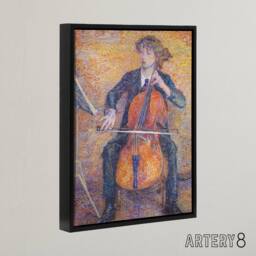 "Artery8 Koster Young Man Playing Cello 1910 Framed Canvas Wall Art Print - Size: W12"" x H16""" - thumbnail 2