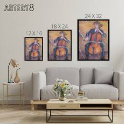 "Artery8 Koster Young Man Playing Cello 1910 Framed Canvas Wall Art Print - Size: W12"" x H16""" - thumbnail 4