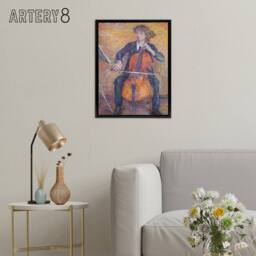 "Artery8 Koster Young Man Playing Cello 1910 Framed Canvas Wall Art Print - Size: W12"" x H16""" - thumbnail 3
