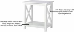 SPOT ON DEALZ White 2 Tier Bedside Table Slim Side Table Wooden Nightstand Shelf - thumbnail 3