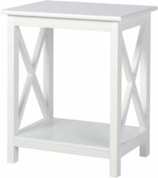 SPOT ON DEALZ White 2 Tier Bedside Table Slim Side Table Wooden Nightstand Shelf - thumbnail 4