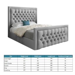 KDMD Rovigo Upholstered Soft Velvet Grey Bed Frame - Size: King - thumbnail 4