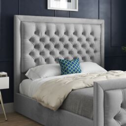 KDMD Rovigo Upholstered Soft Velvet Grey Bed Frame - Size: King - thumbnail 2
