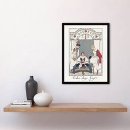 Artery8 Between Two Flames Czech Fashion Barbier Vintage Framed Wall Art Print in White - Size: A4 - thumbnail 4