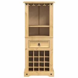 Berkfield Home Beautiful Wine Rack Corona 56x35x120 cm Solid Wood Pine in Light Tan - Size: 56 x 35 x 120 cm - thumbnail 4