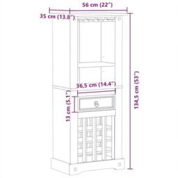Berkfield Home Beautiful Wine Rack Corona 56x35x120 cm Solid Wood Pine in Light Tan - Size: 56 x 35 x 120 cm - thumbnail 9