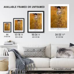 "Artery8 Gustav Klimt Adele Bloch Bauer Portrait Lady in Gold Wall Art Print in Yellow - Size: W18"" x H24""" - thumbnail 3