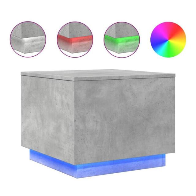 Berkfield Home Coffee Table with LED Lights Concrete Grey 50x50x40 cm - Size: 50 x 50 x 40 cm - image 1