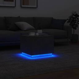 Berkfield Home Coffee Table with LED Lights Concrete Grey 50x50x40 cm - Size: 50 x 50 x 40 cm - thumbnail 5
