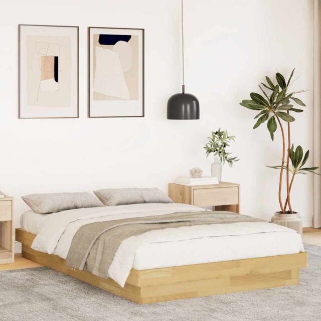 Berkfield Home Bed Frame without Mattress 120x200 cm Solid Wood Oak in Brown - Size: Small Double - image 1