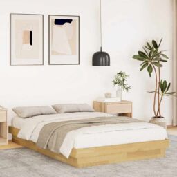 Berkfield Home Bed Frame without Mattress 120x200 cm Solid Wood Oak in Brown - Size: Small Double - thumbnail 1