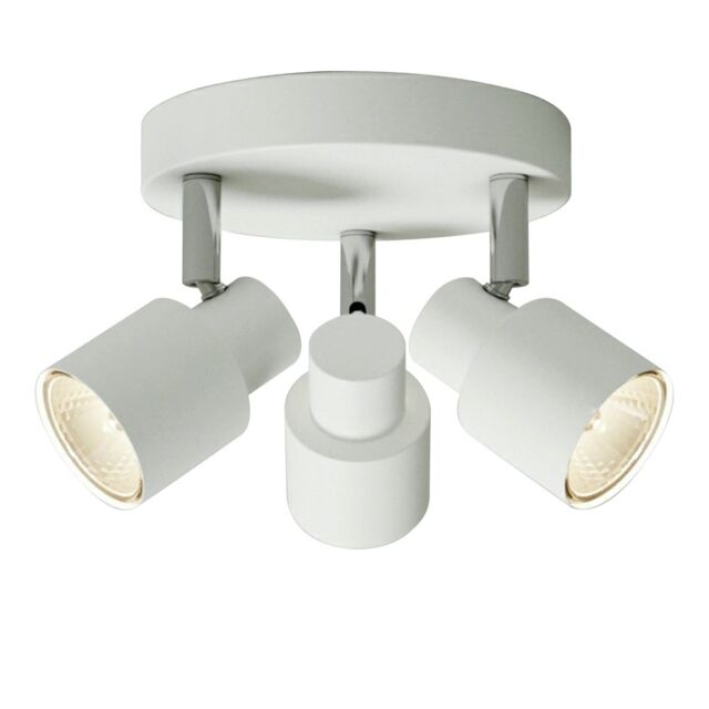 First Choice Lighting Irwin - White 3 Light IP44 Bathroom Round Spotlight Plate - image 1