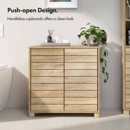 Havendro Bathroom Storage Cabinet, Oak Wood Effect Floor Cabinet in Beige - thumbnail 4