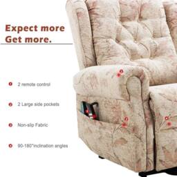 FORGEVIO Electric Power Lift Riser Recliner Chair Sofa Armchair in Beige - Size: 0.6m2 - thumbnail 6
