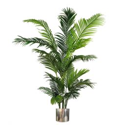 Leaf 180cm Artificial Palm Tree Extra Large Silver Planter in Green