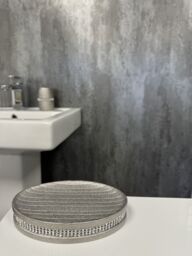Showerdrape Pzazz Silver Diamante Bathroom Sink Soap Dish - thumbnail 1