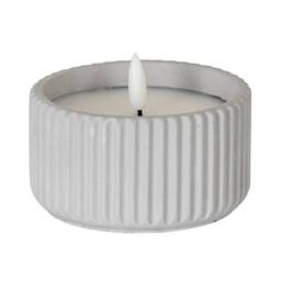 Lemon Pavilion Furniture and Decor Natural Glow Chalk Ribbed Small Led Candle - Wax - L9xW9xH5 cm - Grey - thumbnail 1