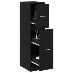 Berkfield Home Apothecary Cabinet Black Oak 30x41x118 cm Engineered Wood - Size: 30 x 41 x 118 cm - thumbnail 3