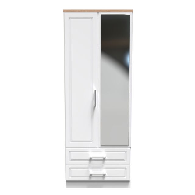 Ready Assembled 2 U Norfolk Tall 2 Door 2drw Mirrored Wardrobe (Ready Assembled) in White - image 1