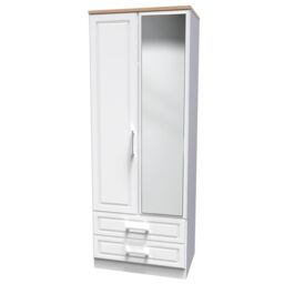 Ready Assembled 2 U Norfolk Tall 2 Door 2drw Mirrored Wardrobe (Ready Assembled) in White - thumbnail 3