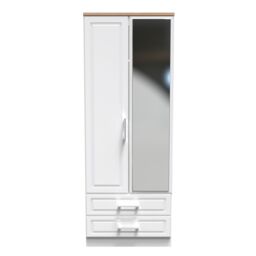 Ready Assembled 2 U Norfolk Tall 2 Door 2drw Mirrored Wardrobe (Ready Assembled) in White - thumbnail 1