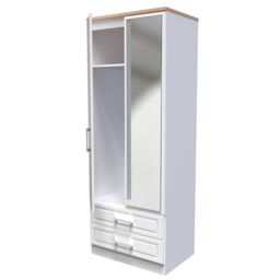 Ready Assembled 2 U Norfolk Tall 2 Door 2drw Mirrored Wardrobe (Ready Assembled) in White - thumbnail 5