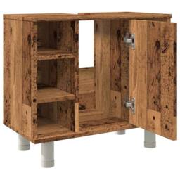 Berkfield Home Bathroom Cabinet Old Wood 60x32x53.5 cm Engineered Wood in Brown - thumbnail 8