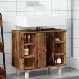 Berkfield Home Bathroom Cabinet Old Wood 60x32x53.5 cm Engineered Wood in Brown - thumbnail 3