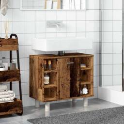 Berkfield Home Bathroom Cabinet Old Wood 60x32x53.5 cm Engineered Wood in Brown - thumbnail 4