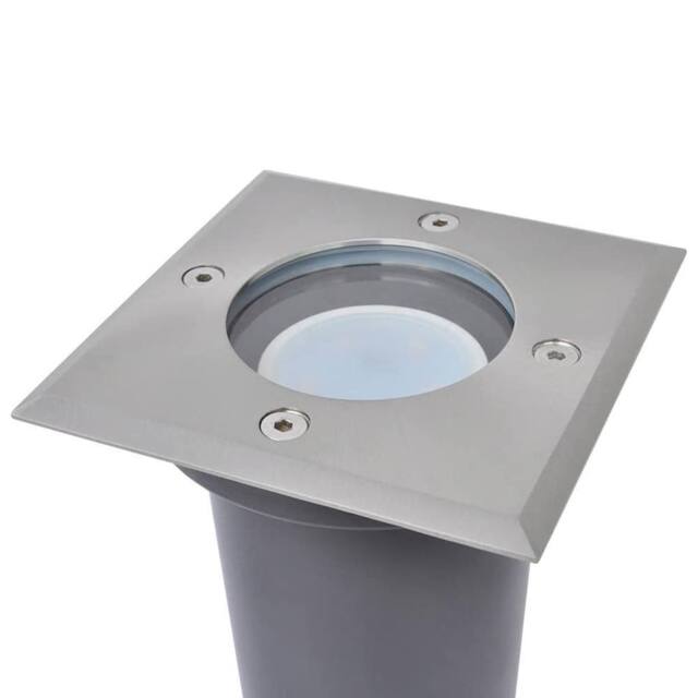 Berkfield Home Outdoor LED Ground Lights 3 pcs Square in Silver - image 1