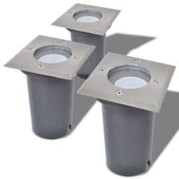 Berkfield Home Outdoor LED Ground Lights 3 pcs Square in Silver - thumbnail 3